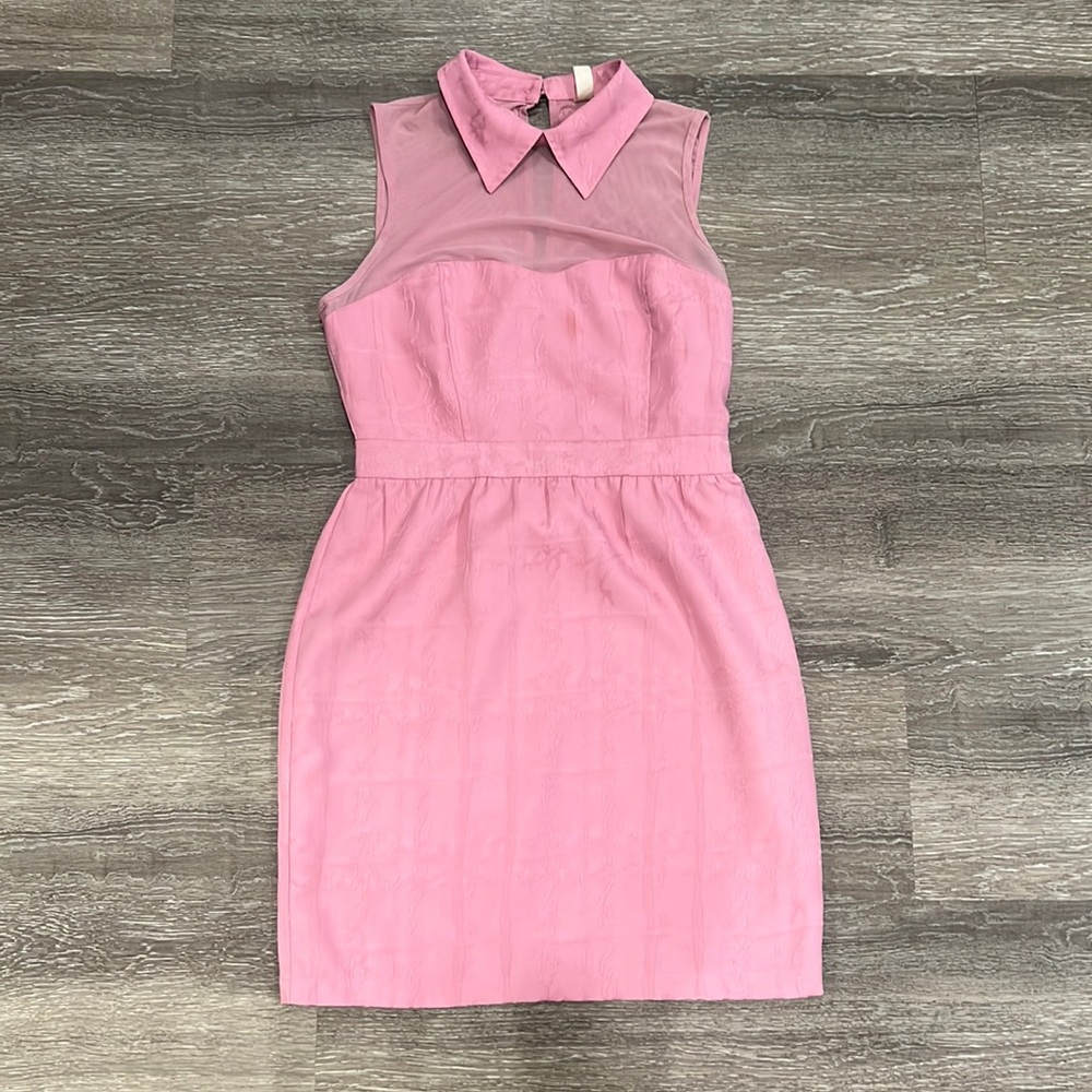 Forever 21 Pink Collared Mesh Dress Small